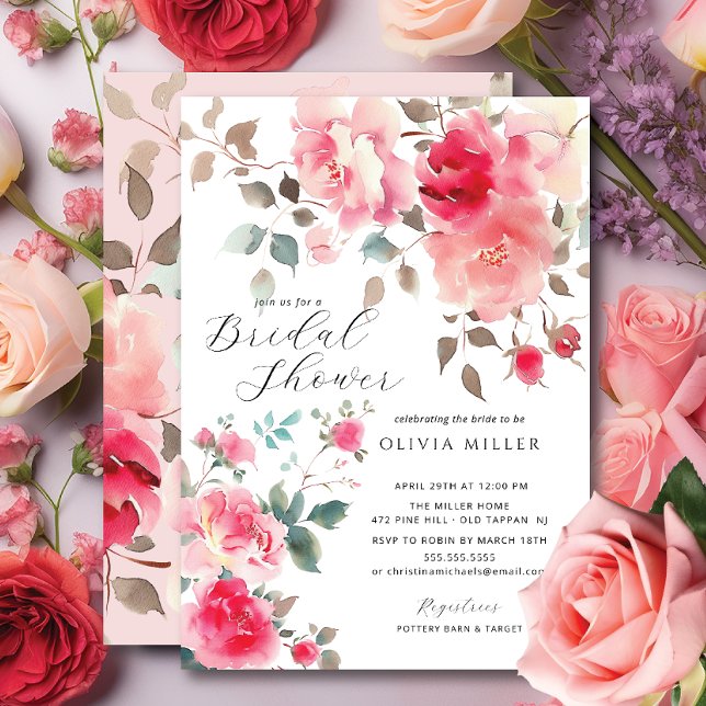 Blush Blossom Bridal Shower Invitations (Creator Uploaded)
