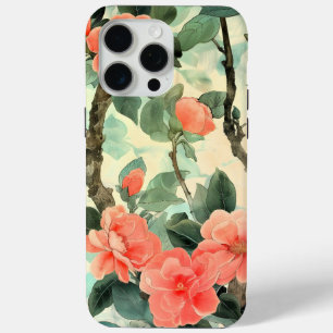 Blush Blossom Camelia Garden Watercolor iPhone 15 Pro Max Case