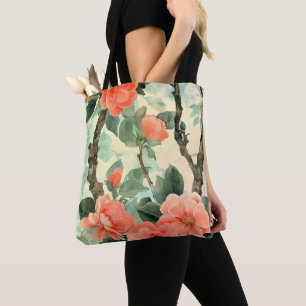 Blush Blossom Camelia Garden Watercolor Tote Bag