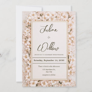 Blush Blossom Floral Romantic Wedding  Invitation