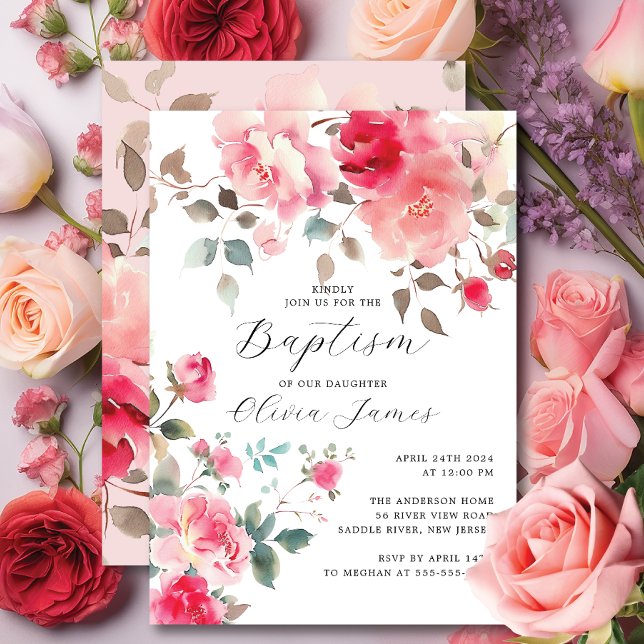 Blush Blossoms Baptism Invitation (Creator Uploaded)