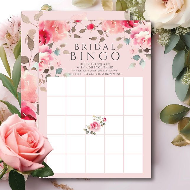 Blush Blossoms Bridal Shower Bingo Game Invitation (Creator Uploaded)