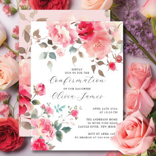 Blush Blossoms Confirmation Invitation