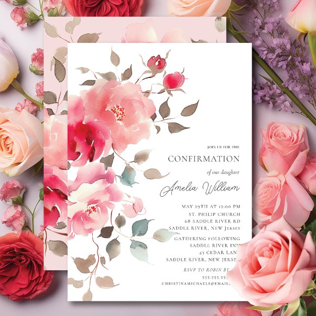 Blush Blossoms Confirmation Invitation (Creator Uploaded)