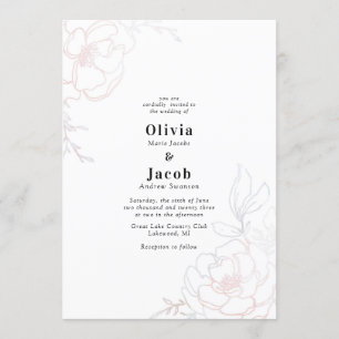 Blush Blossoms Floral Wedding Design Invitation
