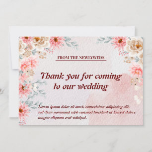 Blush Blossoms & Gratitude: Chic Pink Floral Thank Thank You Card