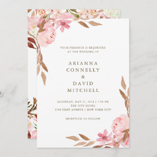 Blush Blossoms   Watercolor Floral Wedding Invitation