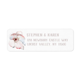Blush & Blue Elegant Flower Return Address