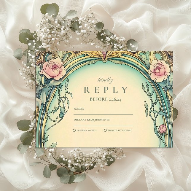 Blush Blue Garden wedding RSVP Card (Creator Uploaded)