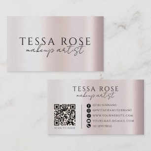 Blush Blush Pink Makeup Artist QR Code Business Card