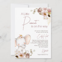 Blush Boho Floral Peanut Elephant Baby Shower