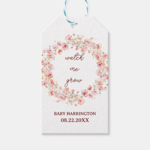  Blush Boho Floral Watch Me Grow Baby Shower  Gift Tags