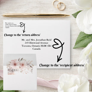 Blush Boho Floral Wedding Pampas Grass Envelope