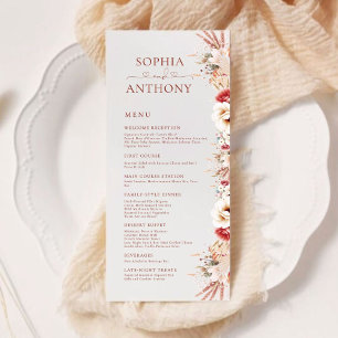 Blush Boho Pampas Floral Double Sided Wedding Menu