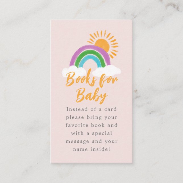 Blush Boho Rainbow Baby Shower Book Request Enclosure Card (Front)