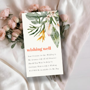 Blush Boho Tropical Floral Wedding Wishing Well Enclosure Card