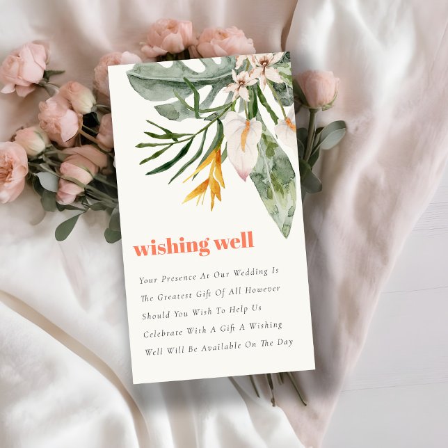 Blush Boho Tropical Floral Wedding Wishing Well Enclosure Card (Creator Uploaded)