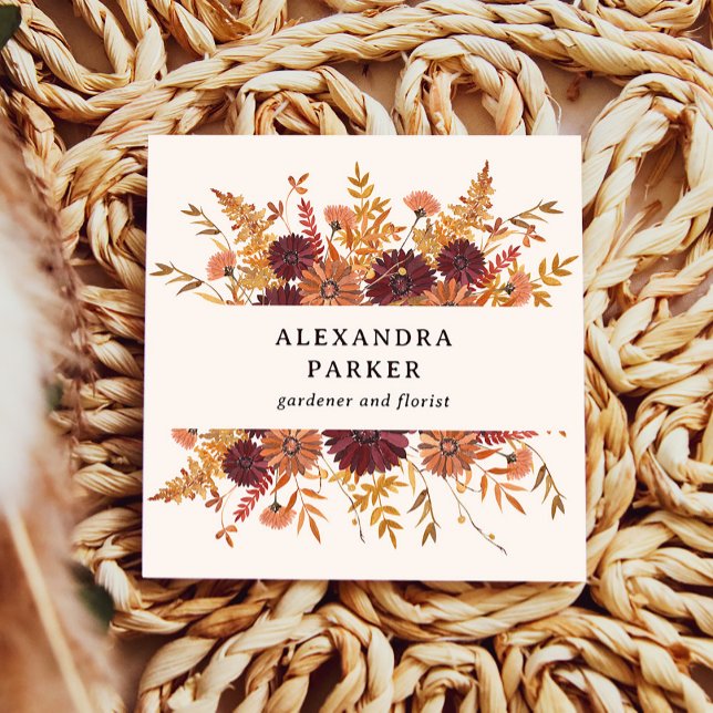 Blush Boho Wildflowers Square Business Card (Creator Uploaded)