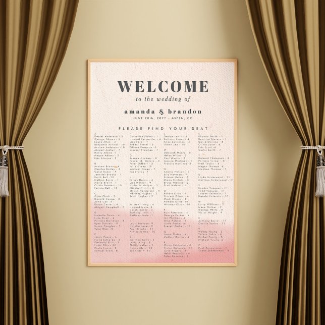 Blush & Bold Alphabetical Wedding Seating Chart (Creator Uploaded)