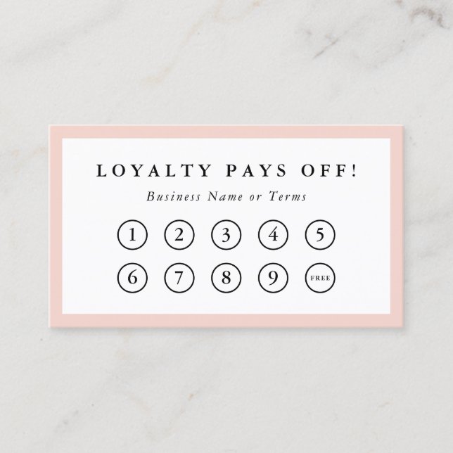 Blush Border Social Media Loyalty Punch Card (Front)