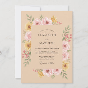 Blush Botanical Arch Wedding Invitation