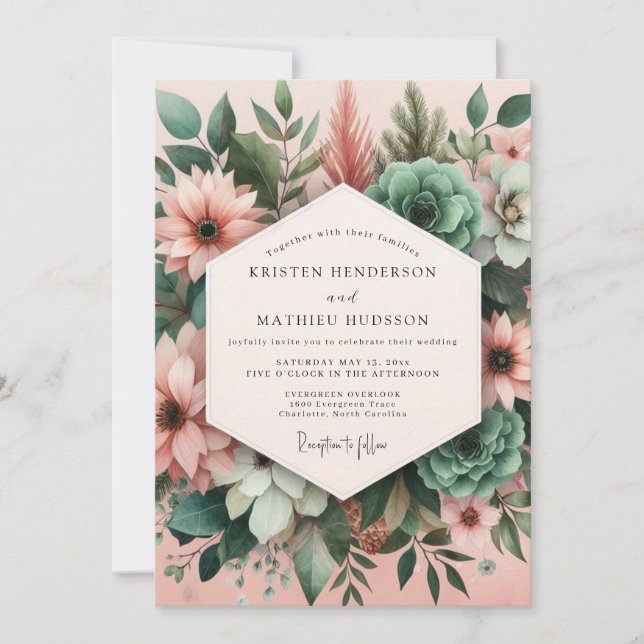 Blush Botanical Assemblage Wedding Invitation (Front)
