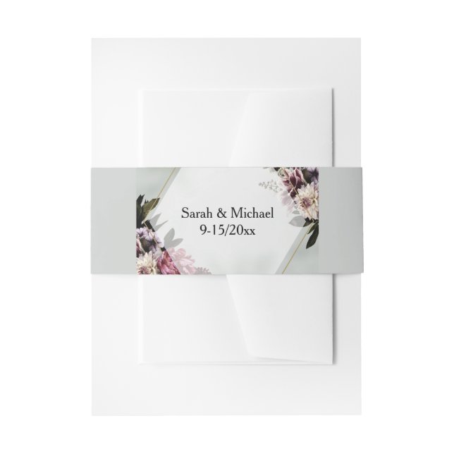 Blush Botanical Belly Band Invitation Belly Band (Front Example)