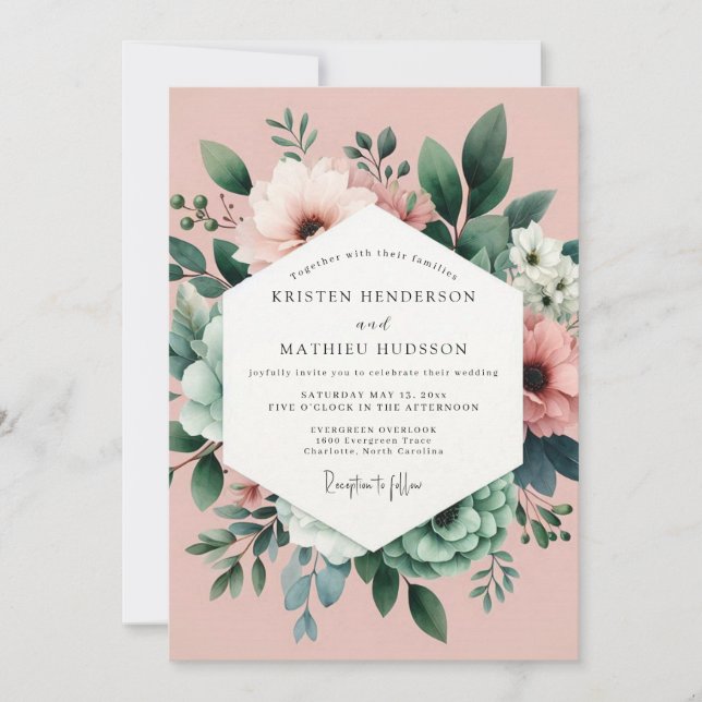 Blush Botanical Dream Wedding Invitation (Front)