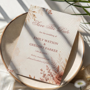Blush Botanical Elegant Rustic Save The Date