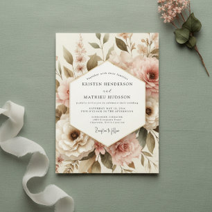 Blush Botanical Romance Wedding Invitation