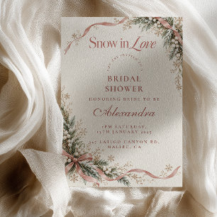 Blush Botanical Snow in Love Bridal Shower Invitation