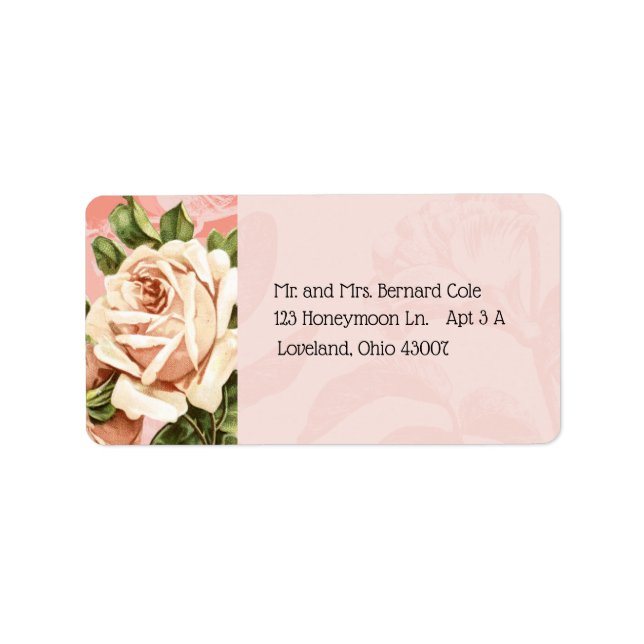 Blush Botanical Vintage Rose Address Label (Front)