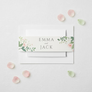 Blush Botanical Watercolor Greenery and Floral Invitation Belly Band