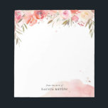 Blush Bouquet Personalised Name Monogram Notepad<br><div class="desc">Monogrammed stationery and office supplies make a great gift for teachers or your fave boss babes. This elegant design features a pastel pink floral border with abstract watercolor splashes. Add your name monogram or other custom text at the bottom. Use the design tools to edit the fonts and colours or...</div>