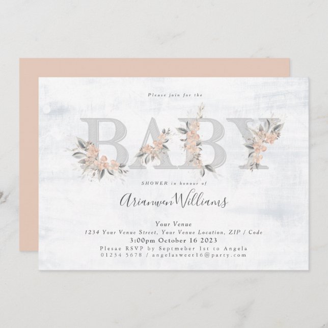 Blush bouquet  pink Baby shower Invitation (Front/Back)