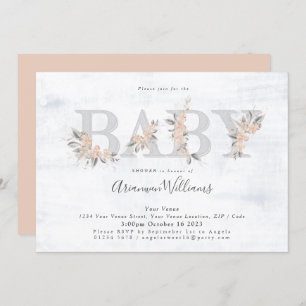 Blush bouquet pink Baby shower Invitation
