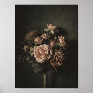 Blush Bouquet Vintage Floral Study Poster