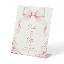 Blush Bow Bridal Shower Cards & Gifts Sign