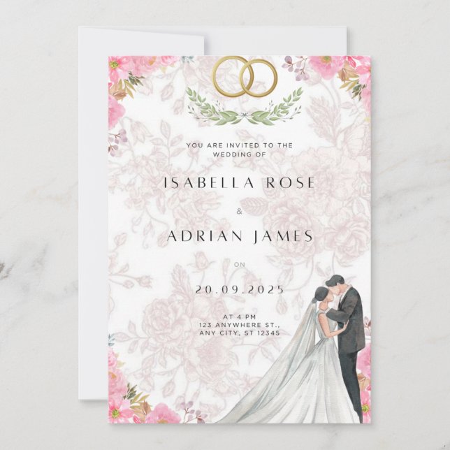 Blush Bow Coquette Wedding Invitation (Front)