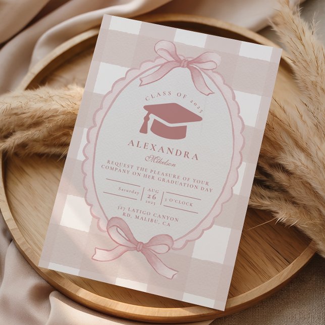 Blush Bow Elegant Graduation Invitation (Creator Uploaded)
