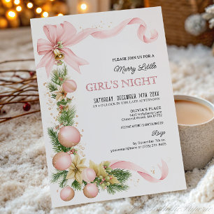 Blush Bow Ornament Christmas Party Invitation  