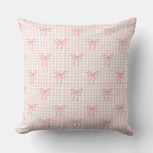 Blush Bows & Gingham Glow Cushion