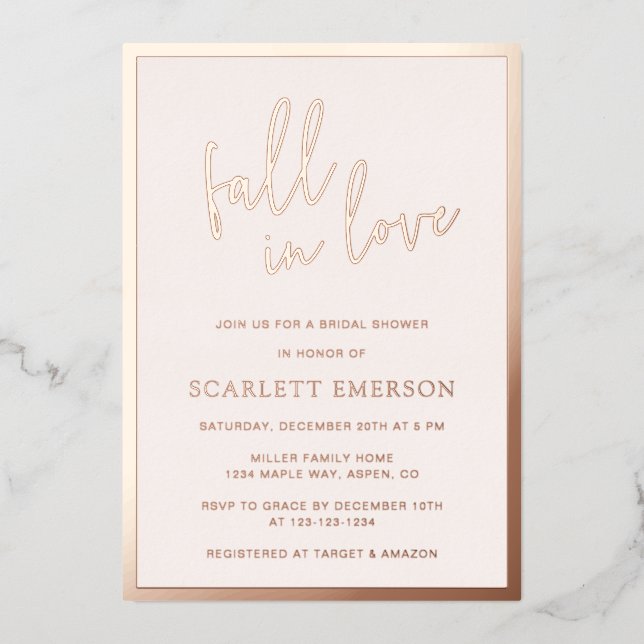 Blush Bridal Shower Foil Invitation (Front)