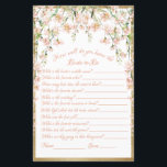 Blush Bridal Shower Game Wedding<br><div class="desc">Pretty pink blush watercolor botanical floral bridal shower game. “How we’ll do you know the bride?” Perfect for your bridal shower event.</div>