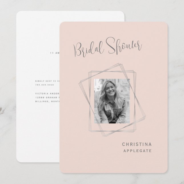 Blush Bride Photo Bridal Shower Rounded Invitation (Front/Back)