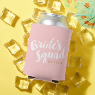 Blush Bride's Squad Personalised Bridal Party Gift Can Cooler