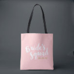 Blush Bride's Squad Personalised Bridal Party Tote<br><div class="desc">Custom bridal party tote bags with "Bride's Squad" graphic in a stylish brush script. Personalise it with your wedding date,  wedding hashtag,  names or other custom text. Chic moroccan print on reverse side. Perfect gift for bride,  bridesmaids and wedding party!</div>