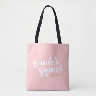 Blush Bride's Squad Personalised Bridal Party Tote Bag
