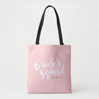 Blush Bride's Squad Personalised Bridal Party Tote Bag