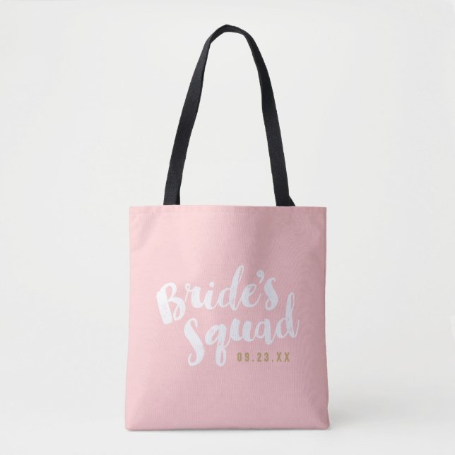Blush Bride's Squad Personalised Bridal Party Tote Bag (Front)